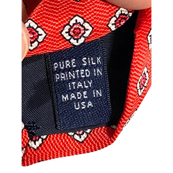 Brooks Brothers Red Silk Mens Neck Tie Floral Geometric Quiet Luxury Preppy USA - Picture 6 of 7